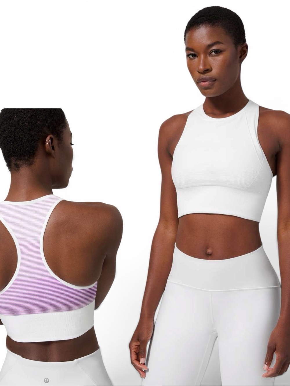Lululemon Ebb to Train Bra Sun White Pink Color-Changing Longline Bra Size 6